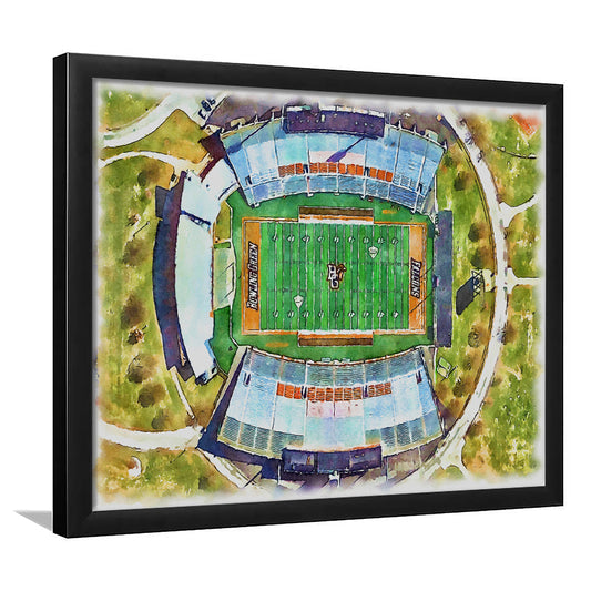 Doyt L Perry Stadium, Bowling Green State Watercolor, Sport Gift Art, Framed Art Print Wall Decor
