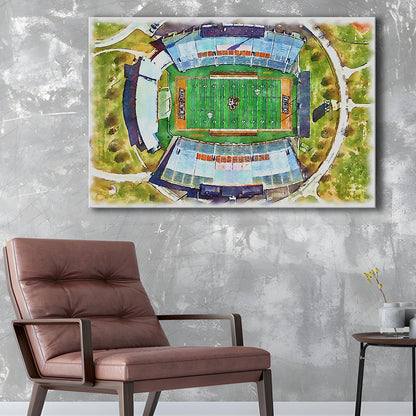 Doyt L Perry Stadium, Bowling Green State Watercolor, Sport Art, Gifts for him, Canvas Print Wall Art