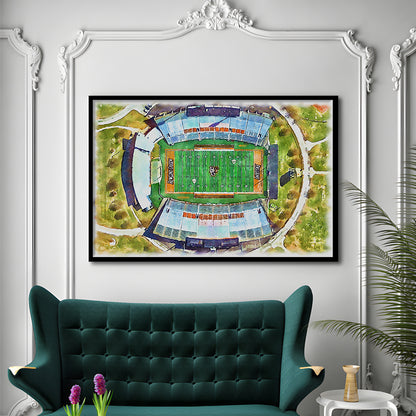 Doyt L Perry Stadium, Bowling Green State Watercolor, Sport Gift Art, Framed Art Print Wall Decor
