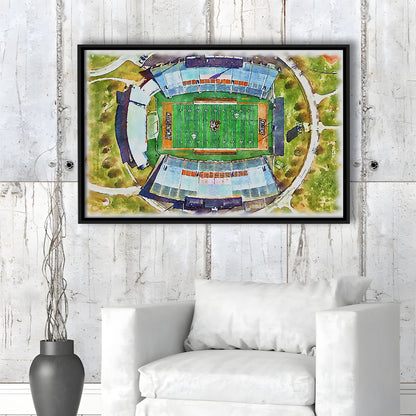 Doyt L Perry Stadium, Bowling Green State Watercolor, Sport Gift Art, Framed Canvas Print Wall Art