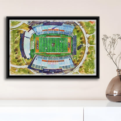 Doyt L Perry Stadium, Bowling Green State Watercolor, Sport Gift Art, Framed Canvas Print Wall Art