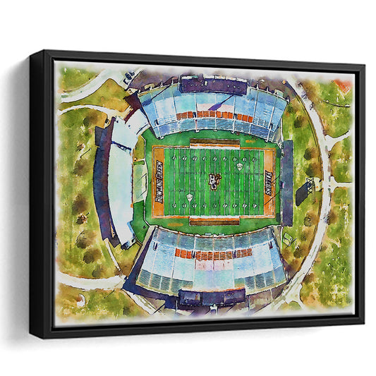 Doyt L Perry Stadium, Bowling Green State Watercolor, Sport Gift Art, Framed Canvas Print Wall Art