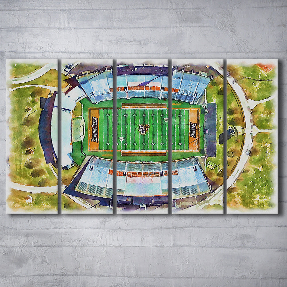 Doyt L Perry Stadium, Bowling Green State Watercolor, Sport Art, Extra Large Canvas Print Wall Art