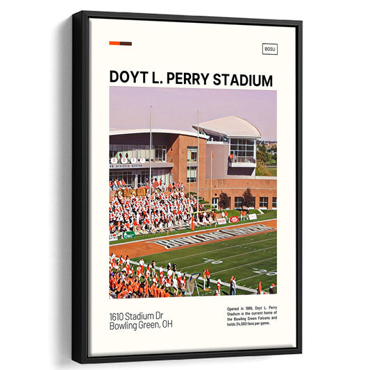 Doyt L. Perry Stadium Print, Bowling Green Falcons Stadium Art, Man Cave Gift, Floating Framed Canvas Print Wall Art