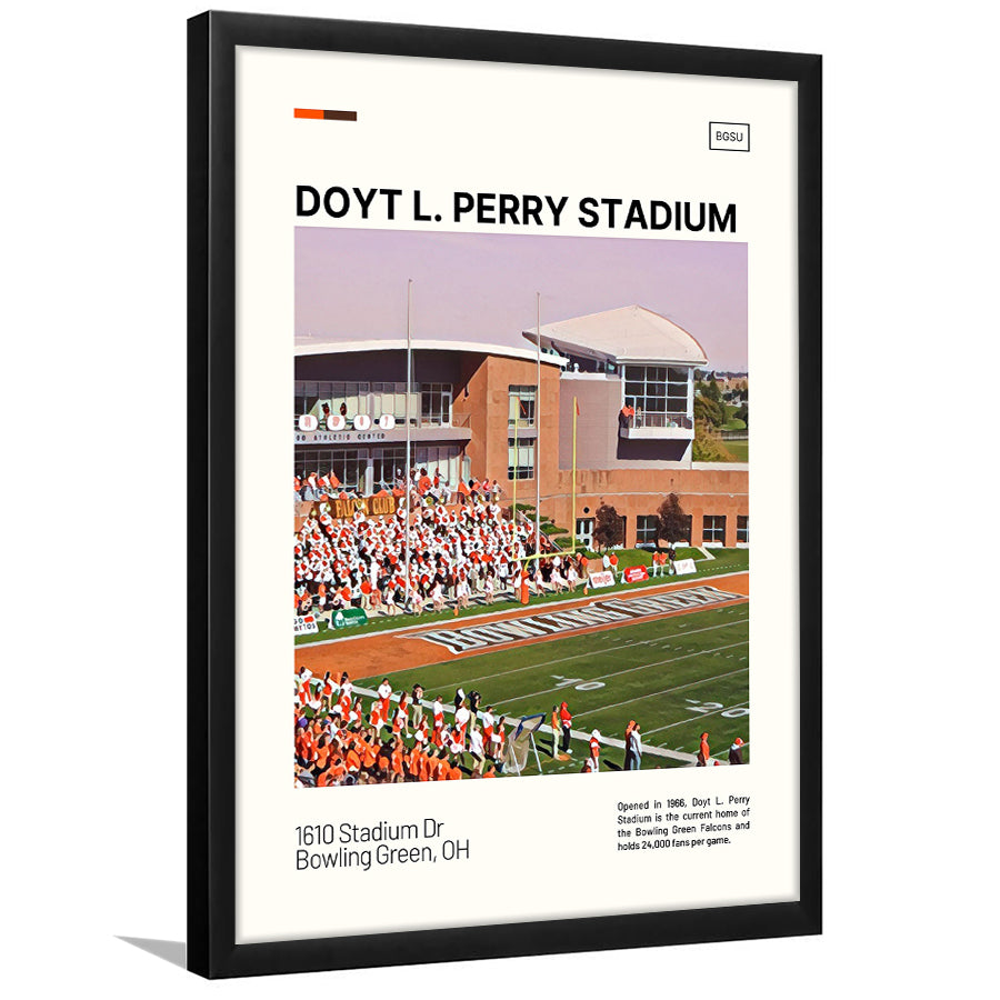 Doyt L. Perry Stadium Print, Bowling Green Falcons Stadium Art, Gifts for him, Sport Art, Framed Art Print Wall Decor