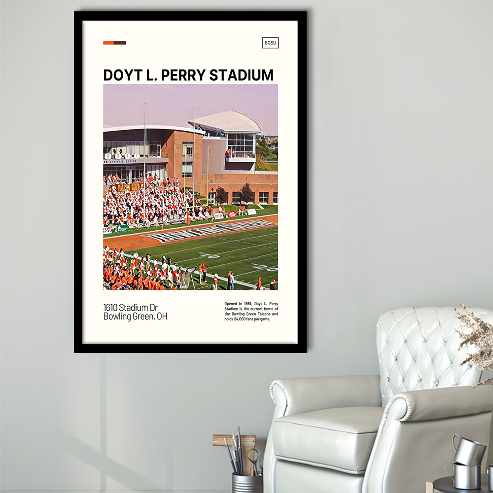 Doyt L. Perry Stadium Print, Bowling Green Falcons Stadium Art, Gifts for him, Sport Art, Framed Art Print Wall Decor