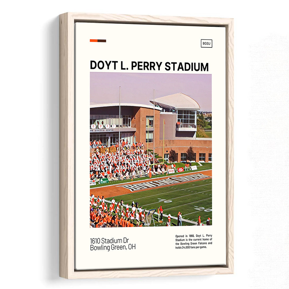 Doyt L. Perry Stadium Print, Bowling Green Falcons Stadium Art, Man Cave Gift, Floating Framed Canvas Print Wall Art