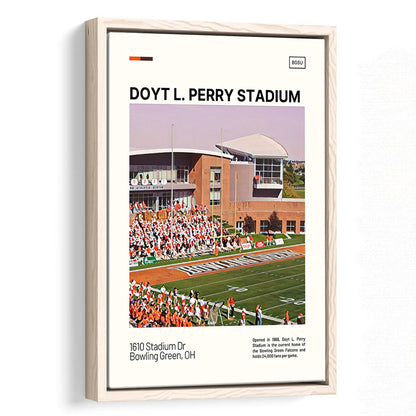 Doyt L. Perry Stadium Print, Bowling Green Falcons Stadium Art, Man Cave Gift, Floating Framed Canvas Print Wall Art