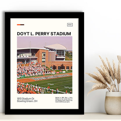 Doyt L. Perry Stadium Print, Bowling Green Falcons Stadium Art, Gifts for him, Sport Art, Framed Art Print Wall Decor