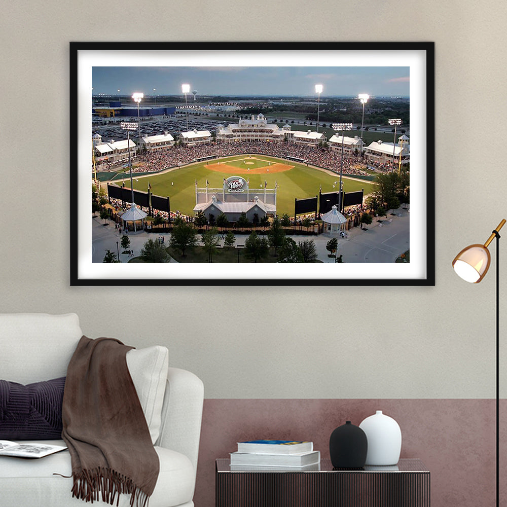 Dr Pepper Ballpark, Stadium Canvas, Sport Art, Gift for him, White Border Framed Art Print Wall Decor