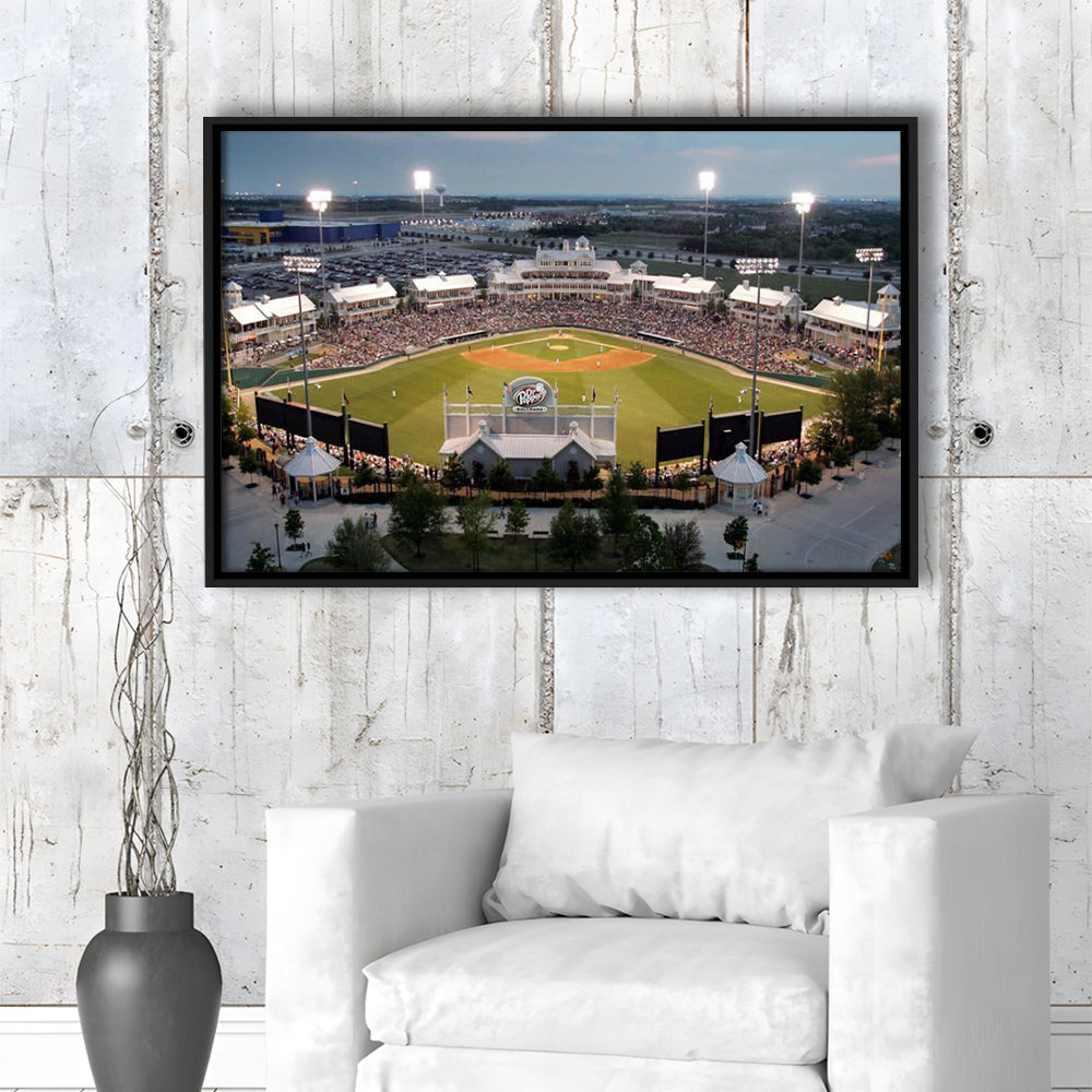 Dr Pepper Ballpark, Stadium Canvas, Sport Art, Framed Canvas Print Wall Art, Floating Frame