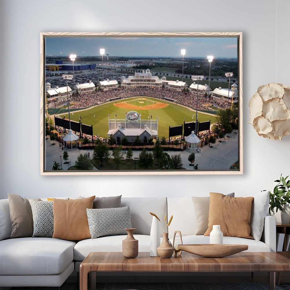 Dr Pepper Ballpark, Stadium Canvas, Sport Art, Framed Canvas Print Wall Art, Floating Frame