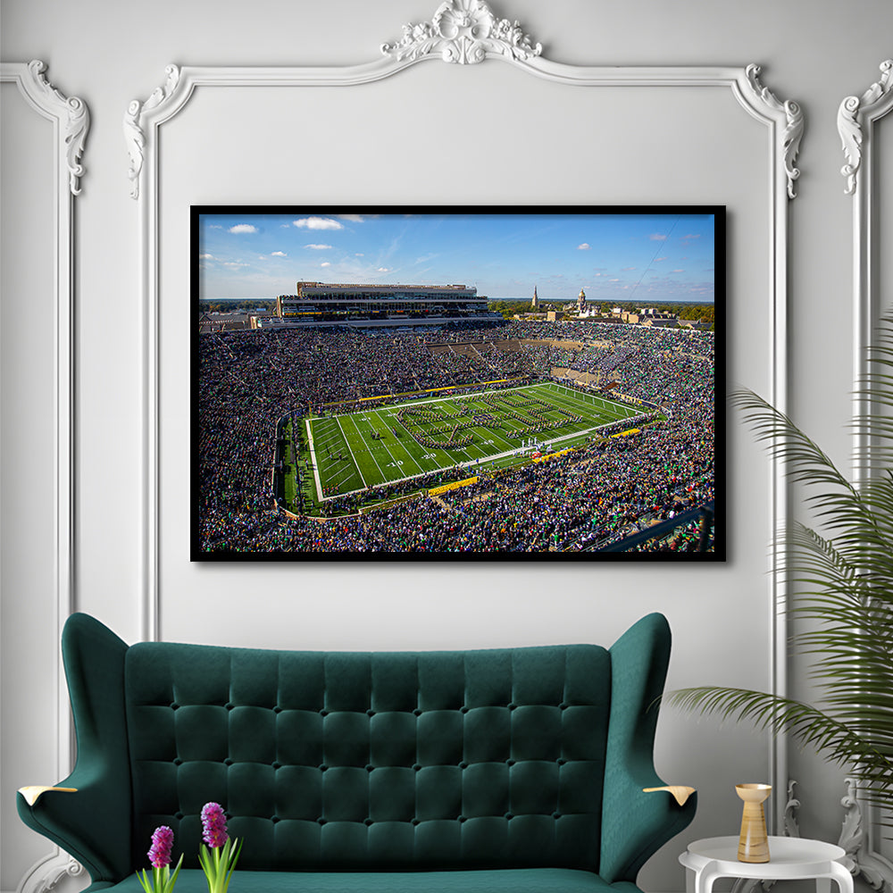 Draft Notre Dame, Stadium Canvas, Sport Art, Gift for him, Framed Art Print Wall Decor, Picture Framed