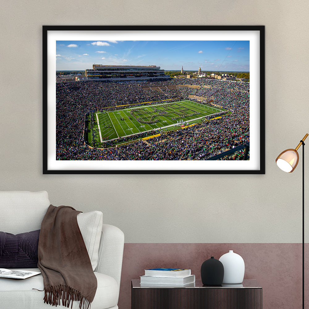 Draft Notre Dame, Stadium Canvas, Sport Art, Gift for him, White Border Framed Art Print Wall Decor