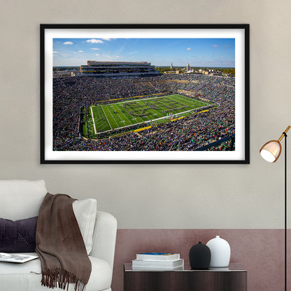 Draft Notre Dame, Stadium Canvas, Sport Art, Gift for him, White Border Framed Art Print Wall Decor