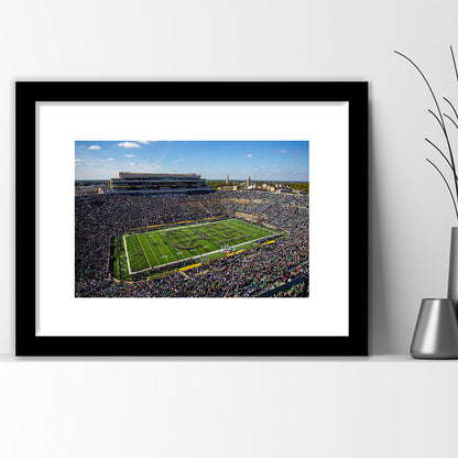 Draft Notre Dame, Stadium Canvas, Sport Art, Gift for him, White Border Framed Art Print Wall Decor