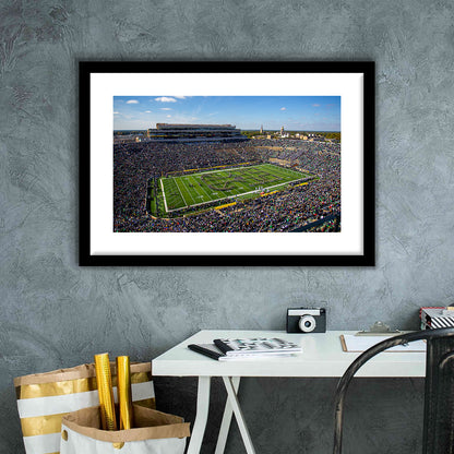 Draft Notre Dame, Stadium Canvas, Sport Art, Gift for him, White Border Framed Art Print Wall Decor