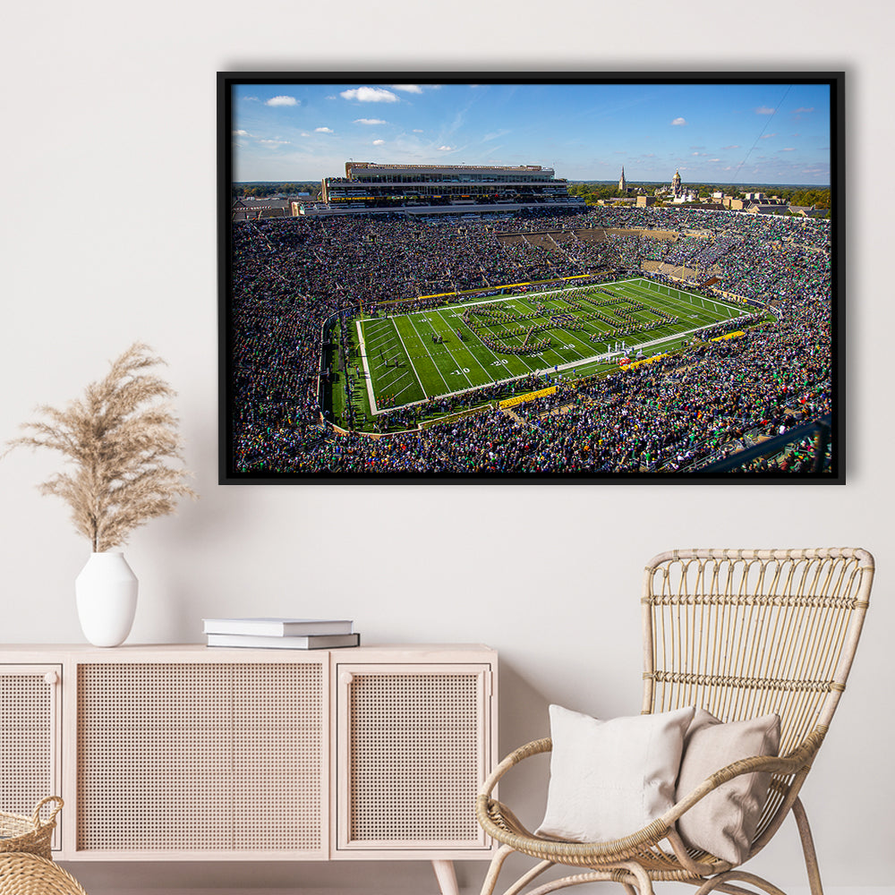 Draft Notre Dame, Stadium Canvas, Sport Art, Framed Canvas Print Wall Art, Floating Frame