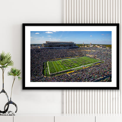 Draft Notre Dame, Stadium Canvas, Sport Art, Gift for him, White Border Framed Art Print Wall Decor