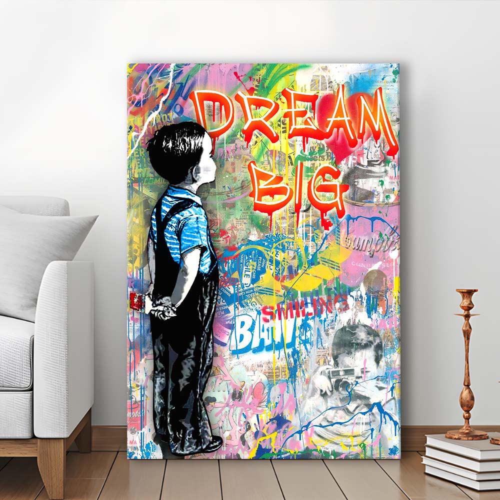 Dream Big, Colorful Graffiti Painting Art, Canvas Print, Luxury Wall Art Decor, Modern Art