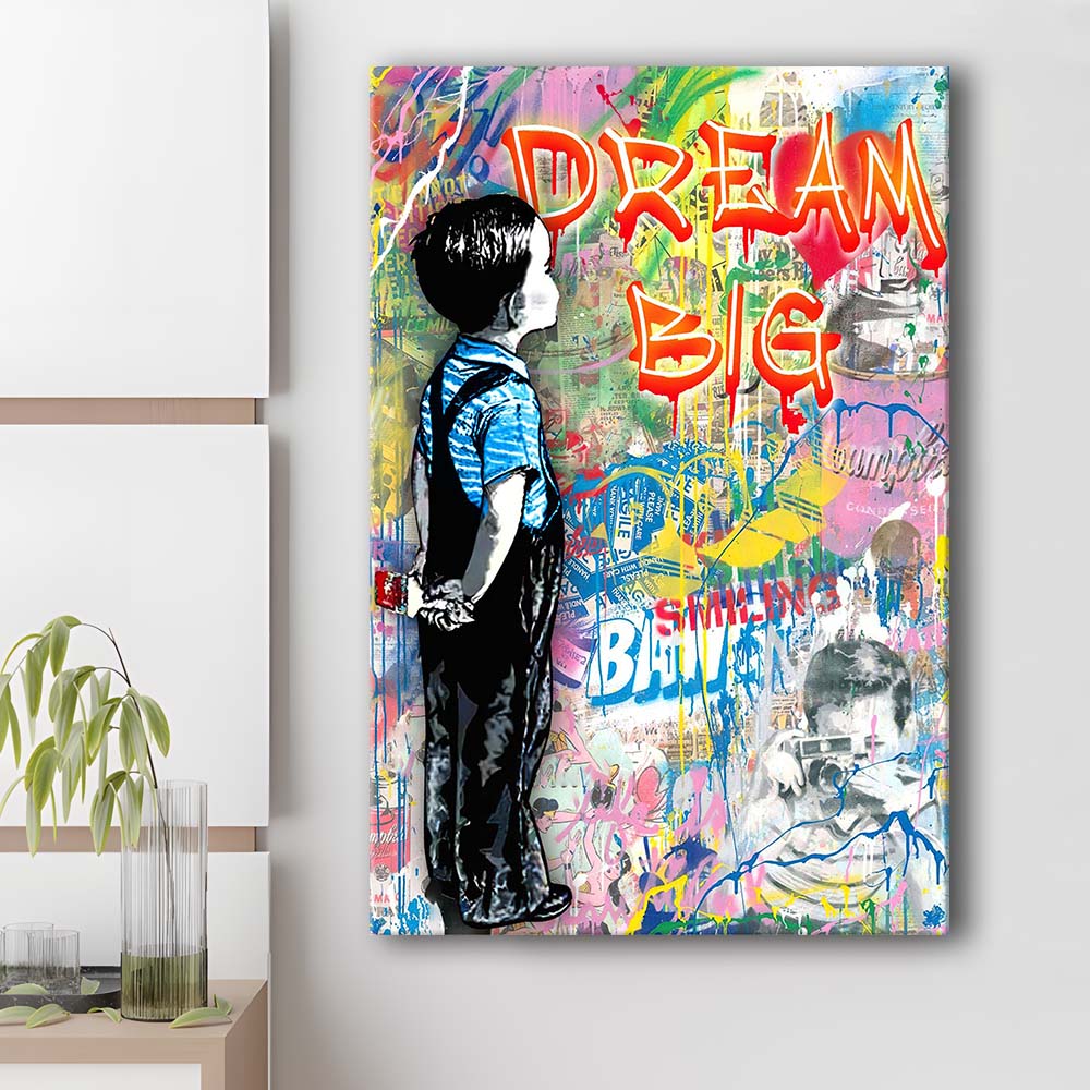 Dream Big, Colorful Graffiti Painting Art, Canvas Print, Luxury Wall Art Decor, Modern Art