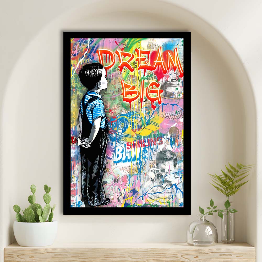 Dream Big, Colorful Graffiti Painting Art, Framed Art Print, Picture Framed Wall Art Decor
