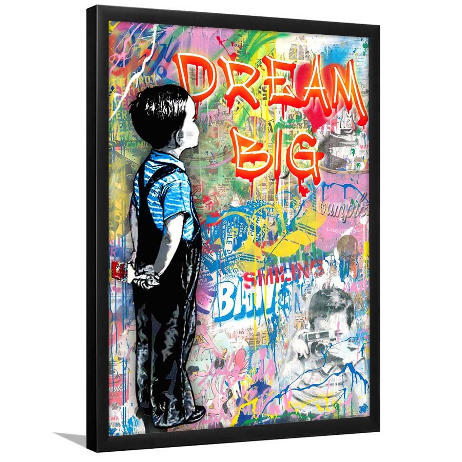 Dream Big, Colorful Graffiti Painting Art, Framed Art Print, Picture Framed Wall Art Decor