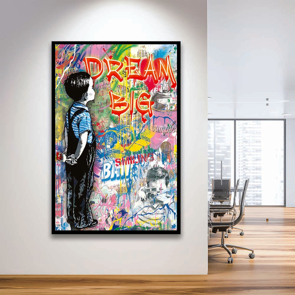 Dream Big, Colorful Graffiti Painting Art, Framed Art Print, Picture Framed Wall Art Decor