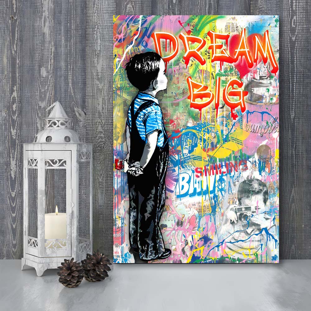 Dream Big, Colorful Graffiti Painting Art, Canvas Print, Luxury Wall Art Decor, Modern Art