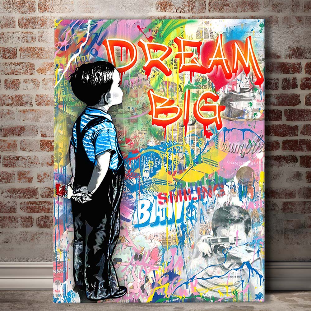Dream Big, Colorful Graffiti Painting Art, Canvas Print, Luxury Wall Art Decor, Modern Art