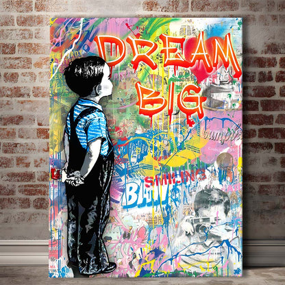 Dream Big, Colorful Graffiti Painting Art, Canvas Print, Luxury Wall Art Decor, Modern Art
