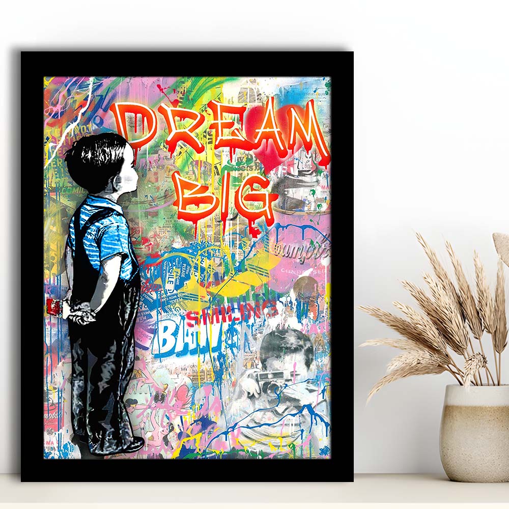 Dream Big, Colorful Graffiti Painting Art, Framed Art Print, Picture Framed Wall Art Decor