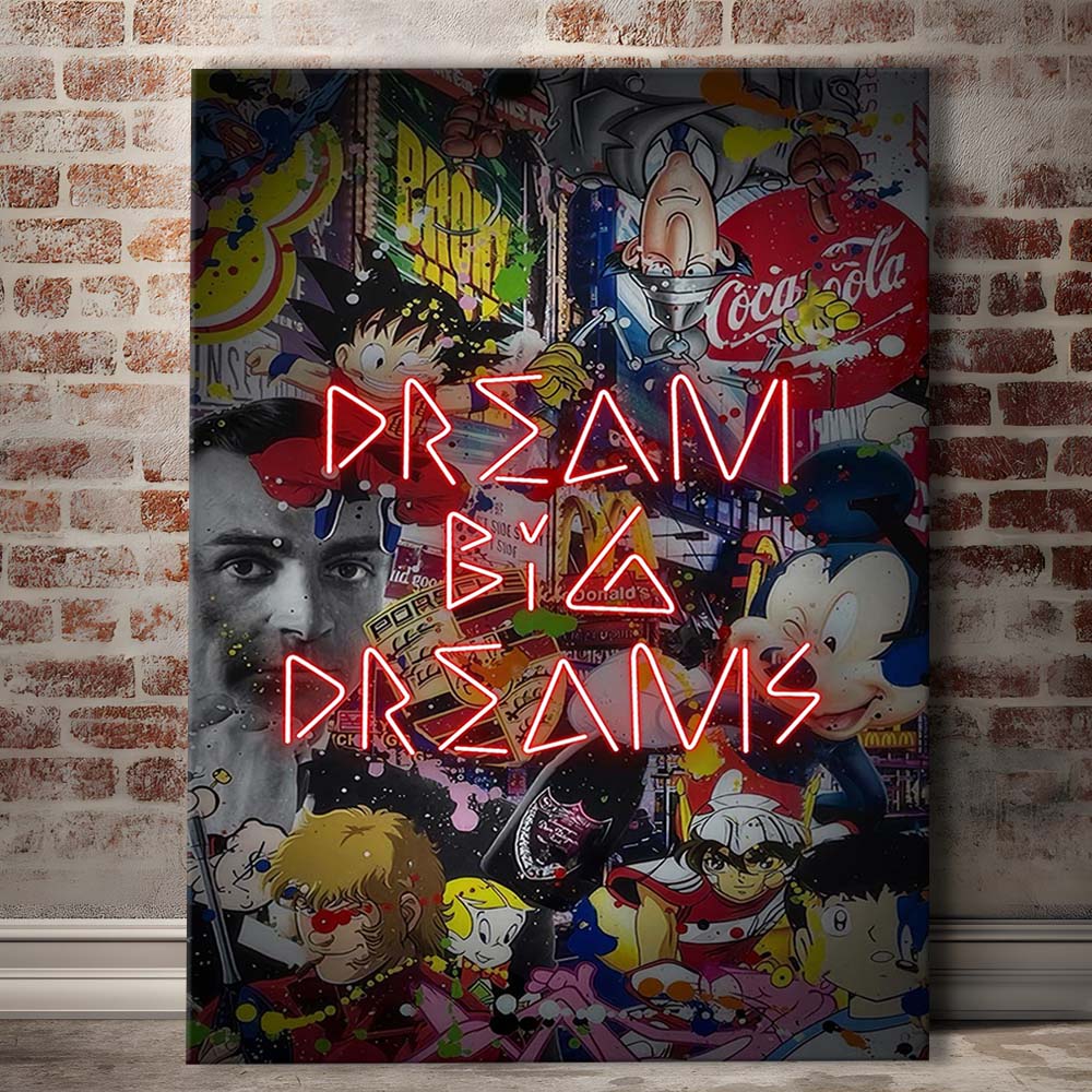 Dream Big Dreams, Colorful Graffiti Painting Art, Canvas Print, Luxury Wall Art Decor, Modern Art