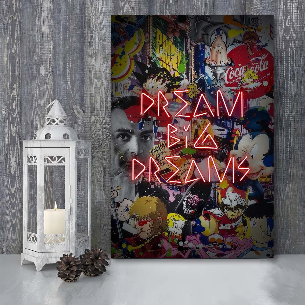 Dream Big Dreams, Colorful Graffiti Painting Art, Canvas Print, Luxury Wall Art Decor, Modern Art
