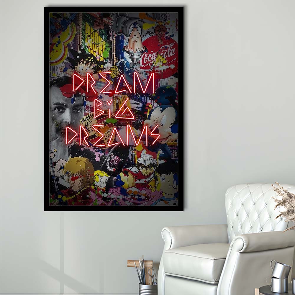 Dream Big Dreams, Colorful Graffiti Painting Art, Framed Art Print, Picture Framed Wall Art Decor