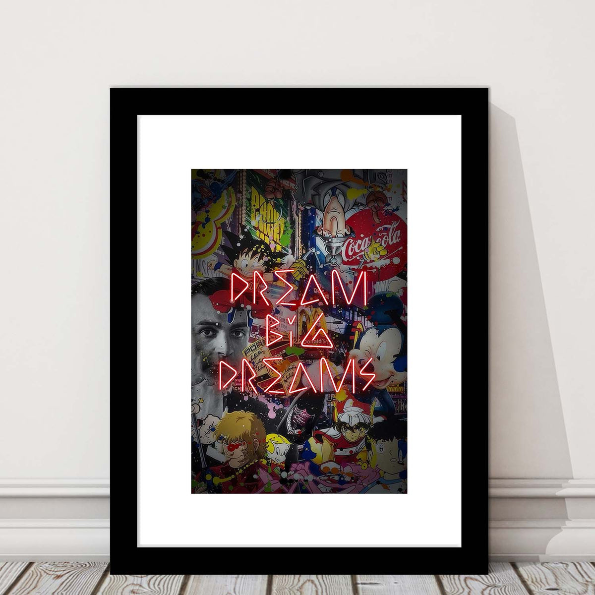 Dream Big Dreams, Colorful Graffiti Painting Art, Framed Art Print, Luxury Pictures Framed, White Border