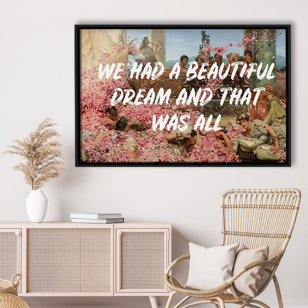Dream Roses, Framed Canvas Print, Painting Art, Floating Framed Canvas Print Wall Art
