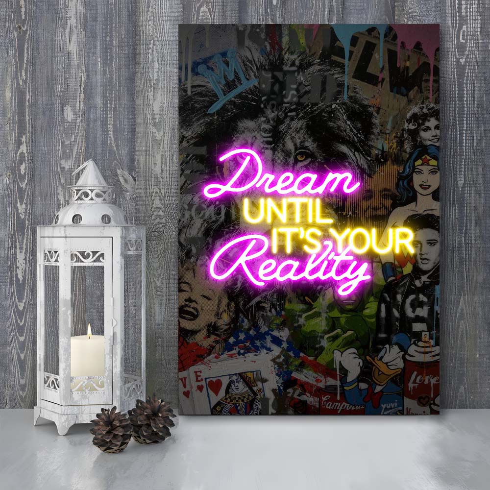 Dream Until It's Your Reality, Colorful Graffiti Painting Art, Canvas Print, Luxury Wall Art Decor, Modern Art