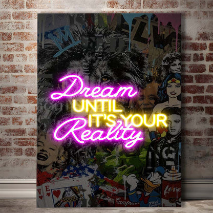 Dream Until It's Your Reality, Colorful Graffiti Painting Art, Canvas Print, Luxury Wall Art Decor, Modern Art