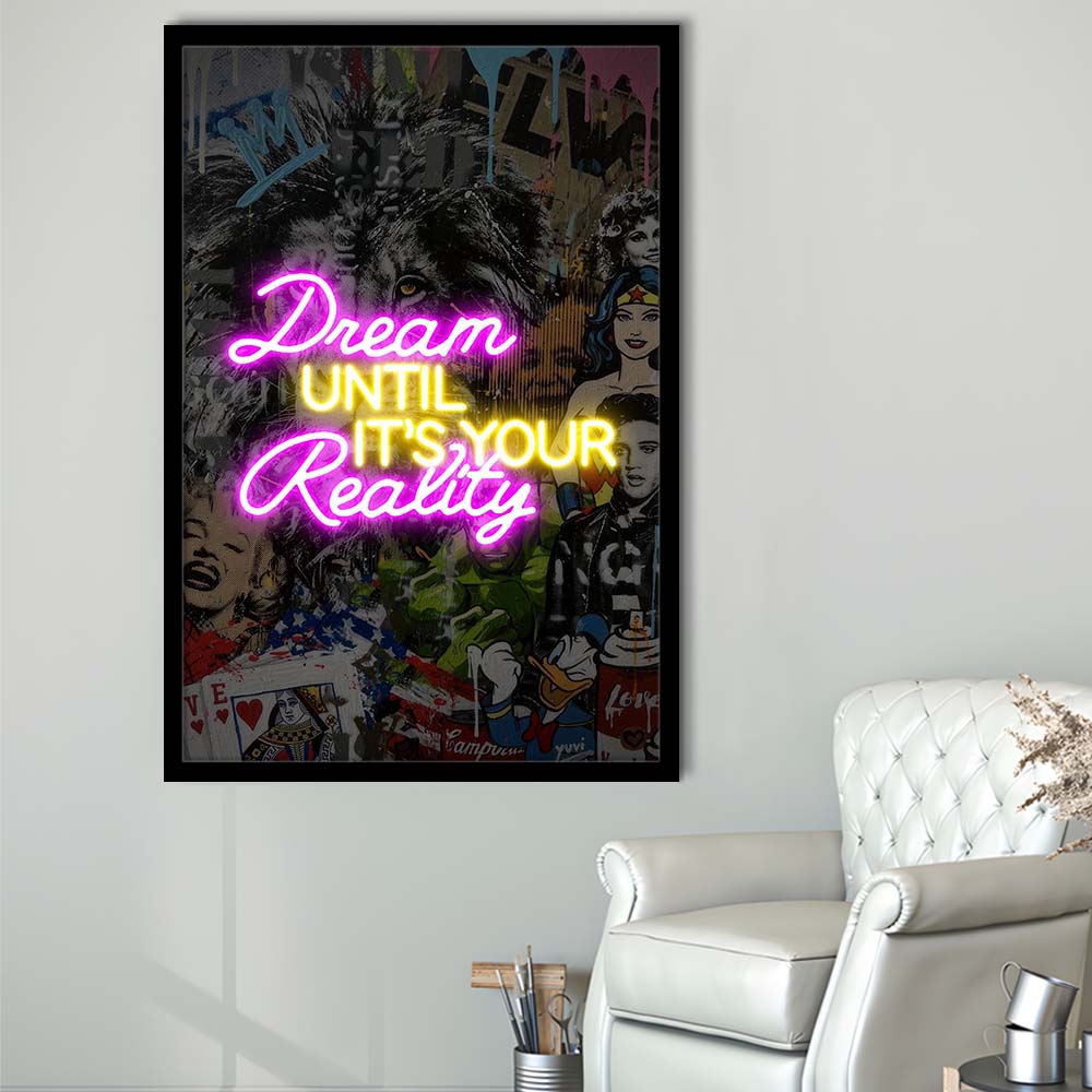 Dream Until It's Your Reality, Colorful Graffiti Painting Art, Framed Art Print, Picture Framed Wall Art Decor