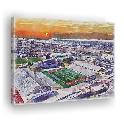 Dreamstyle Stadium, University Painting Stadium Watercolor, Sport Art, Gifts for him, Canvas Print Wall Art