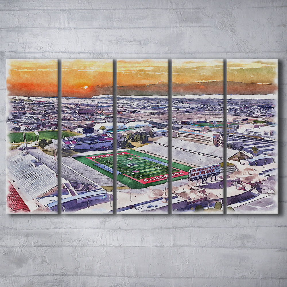 Dreamstyle Stadium, University Painting Stadium Watercolor, Sport Art, Extra Large Canvas Print Wall Art