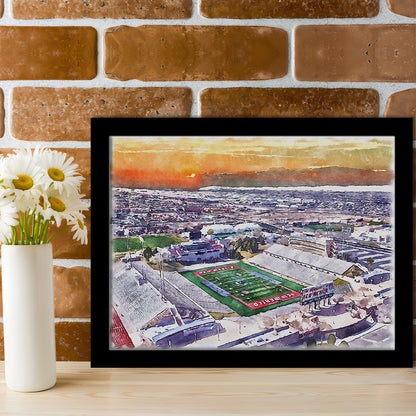 Dreamstyle Stadium, University Painting Stadium Watercolor, Sport Gift Art, Framed Art Print Wall Decor