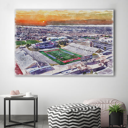 Dreamstyle Stadium, University Painting Stadium Watercolor, Sport Art, Gifts for him, Canvas Print Wall Art