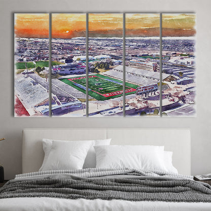 Dreamstyle Stadium, University Painting Stadium Watercolor, Sport Art, Extra Large Canvas Print Wall Art