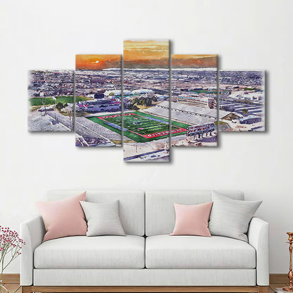 Dreamstyle Stadium, University Painting Stadium Watercolor, Sport Art, Mixed 5 Panel, Canvas Print Wall Art