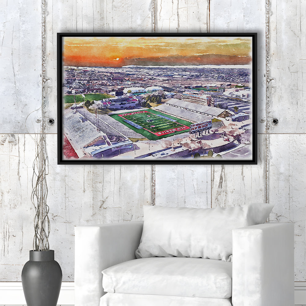 Dreamstyle Stadium, University Painting Stadium Watercolor, Sport Gift Art, Framed Canvas Print Wall Art