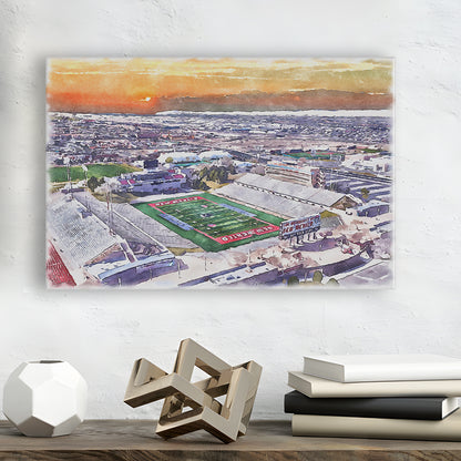 Dreamstyle Stadium, University Painting Stadium Watercolor, Sport Art, Gifts for him, Canvas Print Wall Art