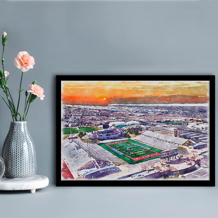 Dreamstyle Stadium, University Painting Stadium Watercolor, Sport Gift Art, Framed Art Print Wall Decor