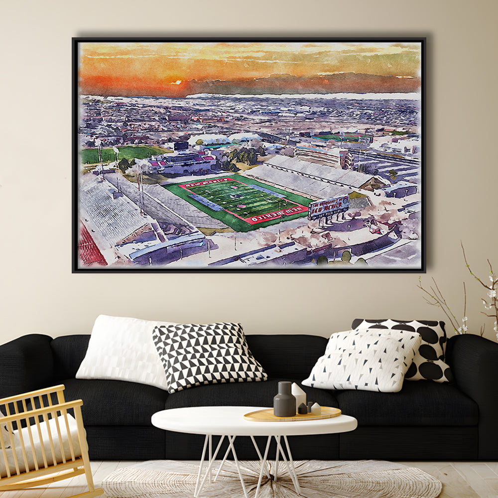 Dreamstyle Stadium, University Painting Stadium Watercolor, Sport Gift Art, Framed Canvas Print Wall Art